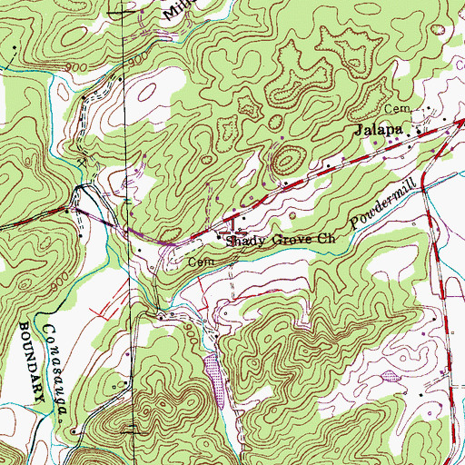 Topographic Map of Shady Grove Church, TN