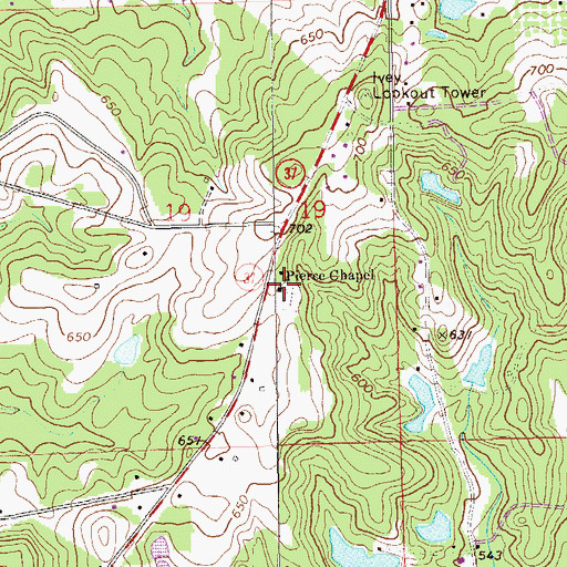 Topographic Map of Pierce Chapel United Methodist Church, AL