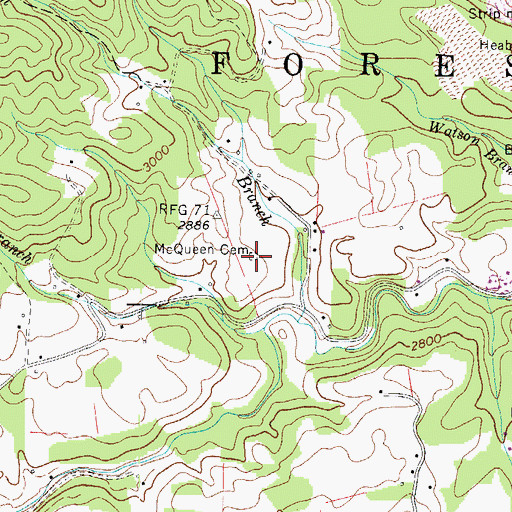 Topographic Map of McQueen Cemetery, TN