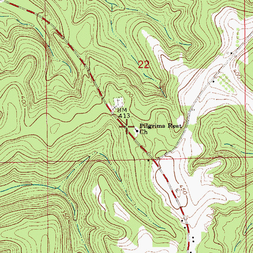 Topographic Map of Pilgrims Rest Primitive Baptist Church, AL