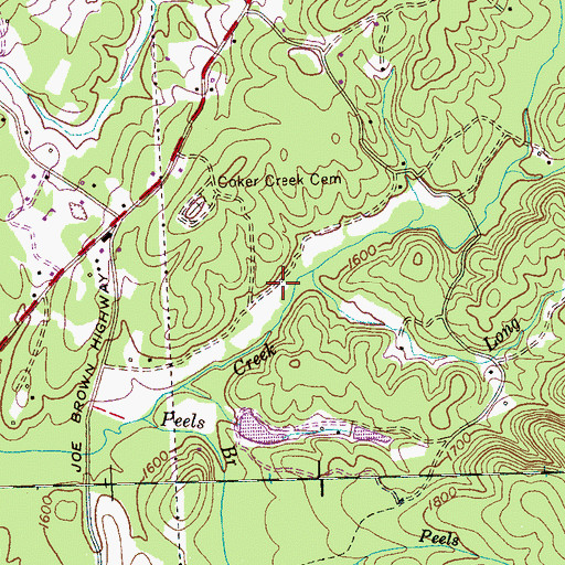 Topographic Map of Doc Rogers Trail, TN