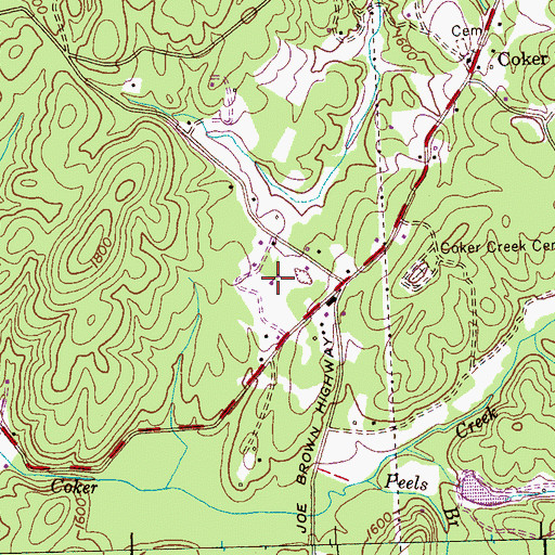 Topographic Map of Coker Creek School, TN