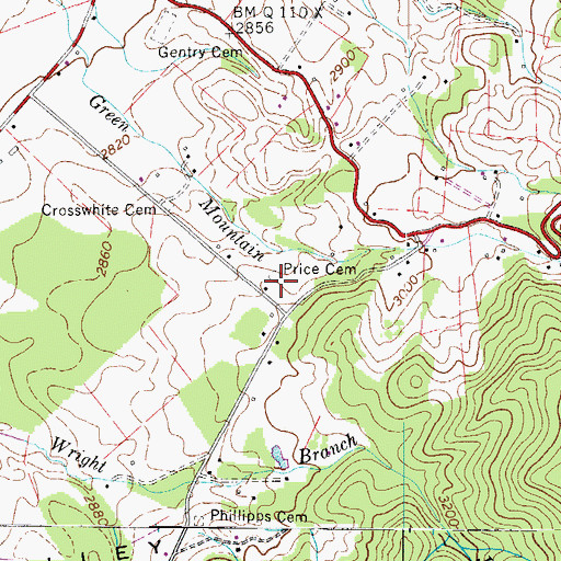 Topographic Map of Price Cemetery, TN