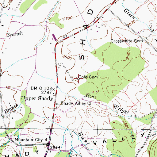 Topographic Map of Cole Cemetery, TN