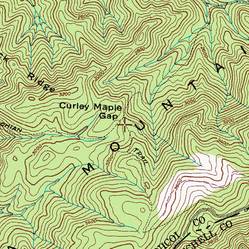 Topographic Map of Curley Maple Gap Shelter, TN