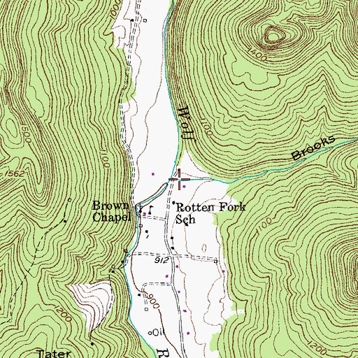 Topographic Map of Brooks Hollow, TN
