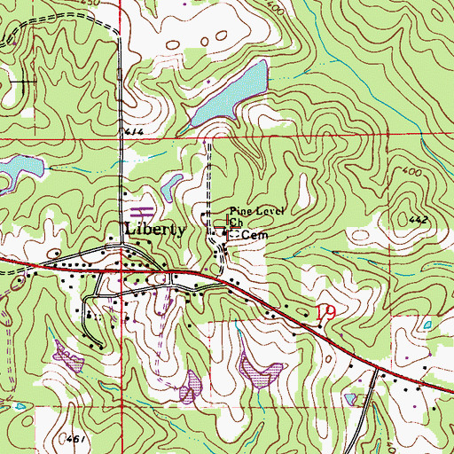 Topographic Map of Pine Level Church, AL