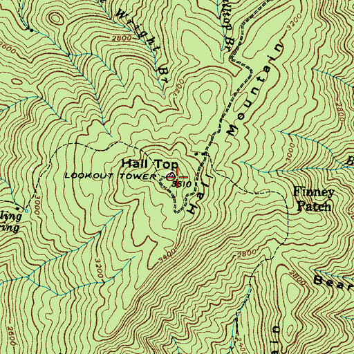 Topographic Map of Hall Top Lookout, TN