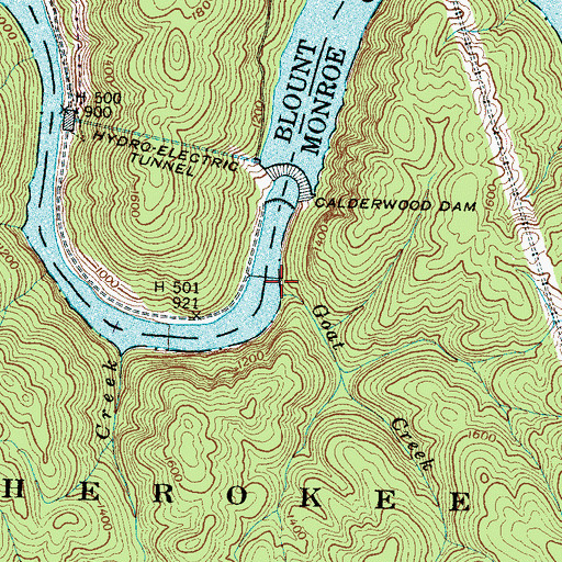 Topographic Map of Goat Creek, TN