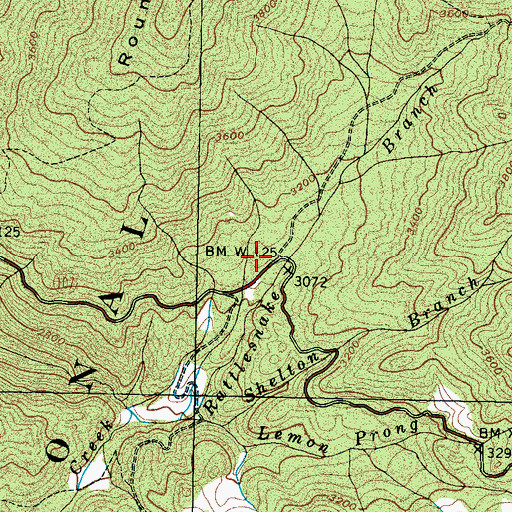Topographic Map of Round Mountain Campground, TN