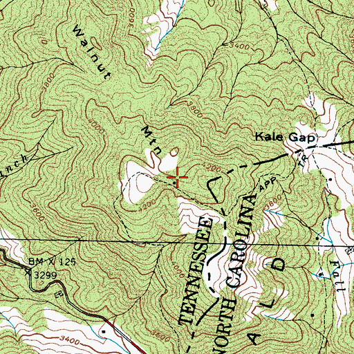 Topographic Map of Walnut Mountain Appalachian Trail Shelter, TN