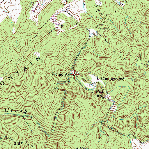 Topographic Map of Overlook Picnic Area, TN