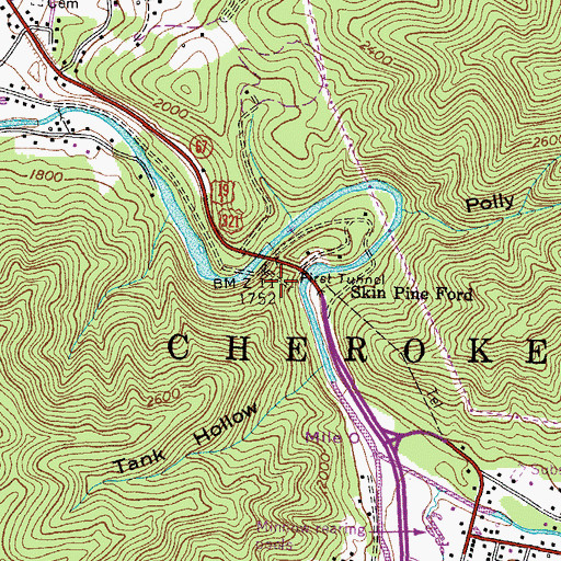 Topographic Map of First Tunnel, TN
