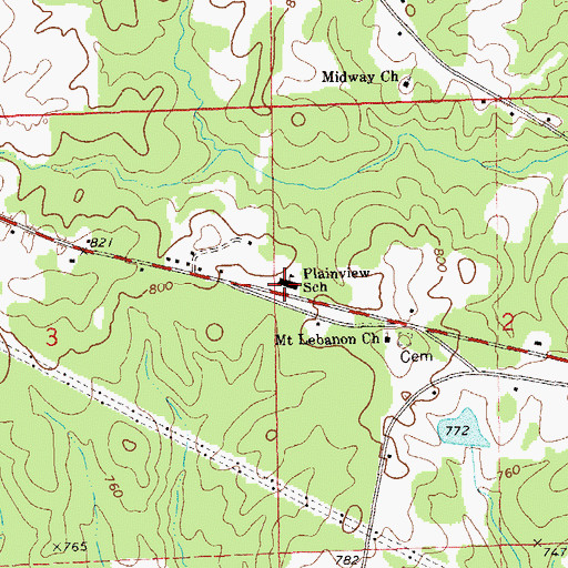 Topographic Map of Plainview School, AL