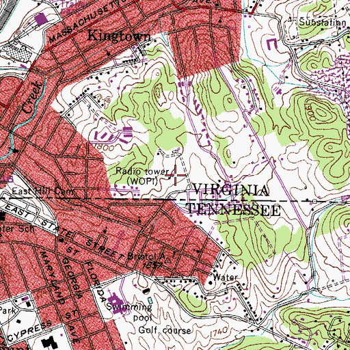 Topographic Map of WOPI, TN