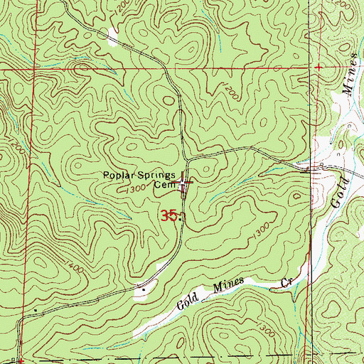 Topographic Map of Poplar Springs Cemetery, AL