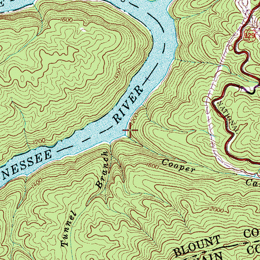 Topographic Map of Cooper Camp Branch, TN