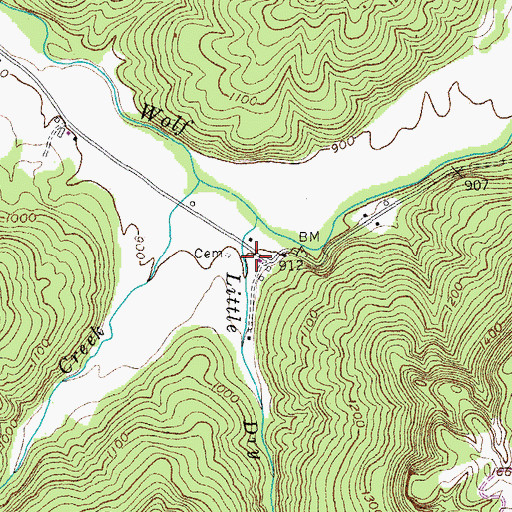 Topographic Map of Little Dry Creek, TN