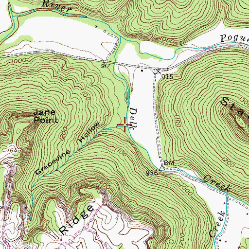Topographic Map of Grapevine Hollow, TN