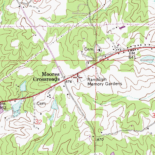 Topographic Map of Randolph Memory Gardens, AL