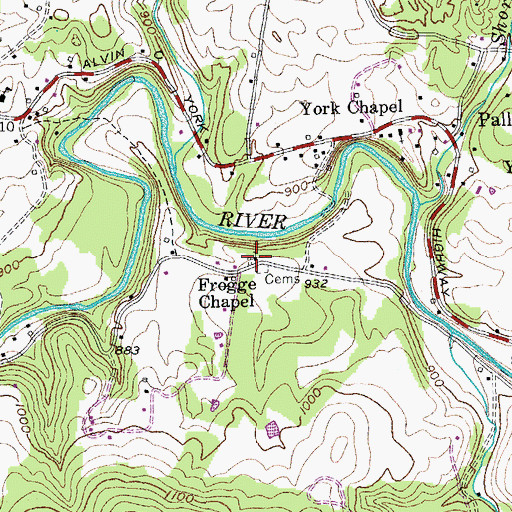 Topographic Map of Frogge Chapel, TN