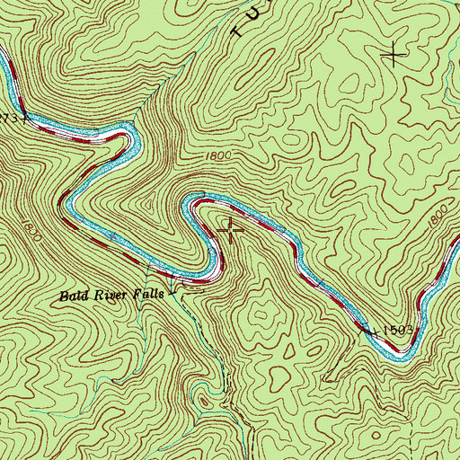 Topographic Map of Baby Falls Parking Area, TN