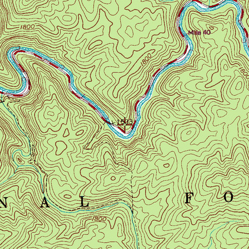 Topographic Map of Tellico River Roadside Pinic Area, TN