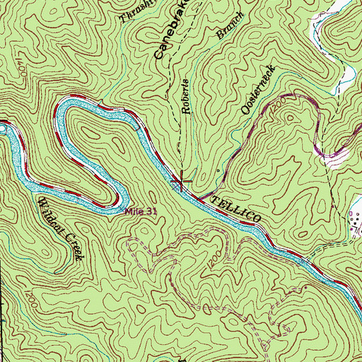 Topographic Map of Oosterneck Fishing Site, TN