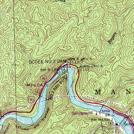 Topographic Map of Tennessee Valley Authority Boating Site, TN