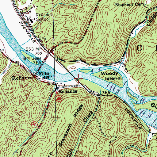 Topographic Map of Tennessee State Boating Site, TN