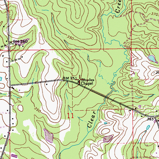Topographic Map of Rhodes Chapel, AL