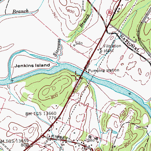 Topographic Map of Tennessee State Boat Site, TN
