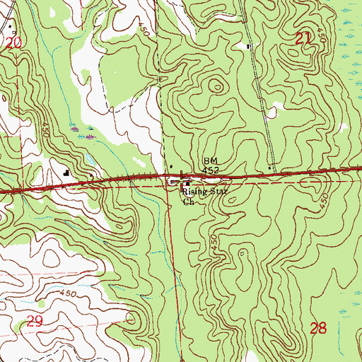 Topographic Map of Rising Star Church, AL