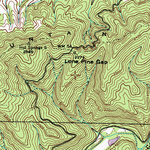 Topographic Map of Paint Mountain, TN