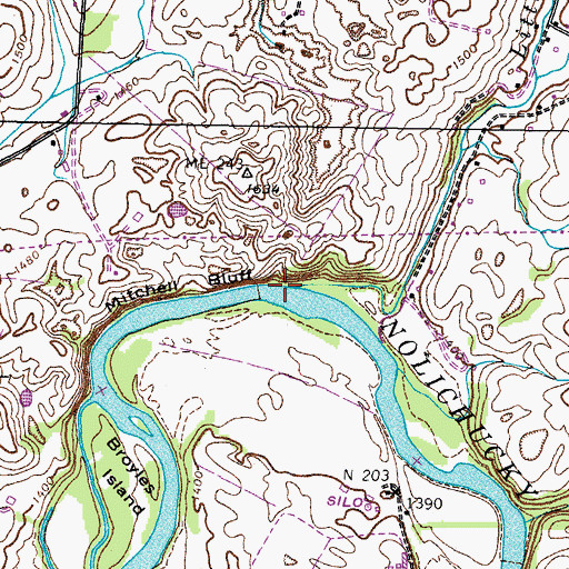 Topographic Map of Little Limestone Creek, TN