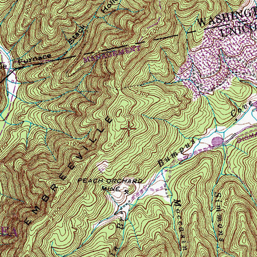 Topographic Map of Simmons Branch, TN