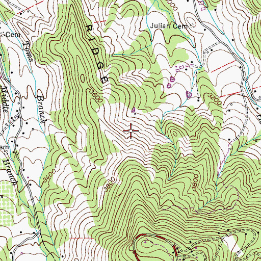 Topographic Map of Heaton Ridge, TN