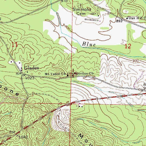 Topographic Map of Roseline Church, AL