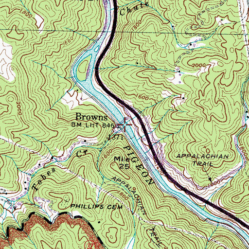 Topographic Map of Tobes Creek, TN