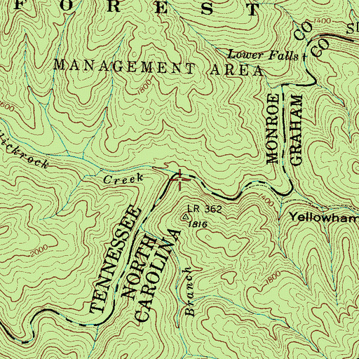 Topographic Map of Little Slickrock Creek, TN