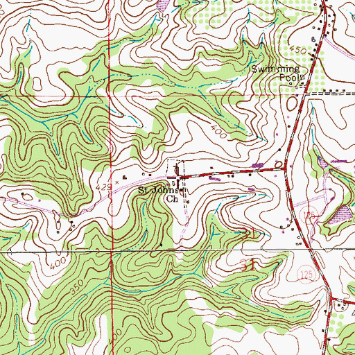 Topographic Map of Saint Johns Church, AL