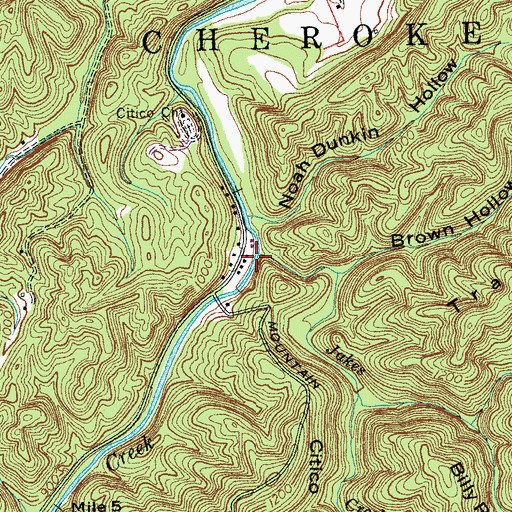 Topographic Map of Jakes Creek, TN