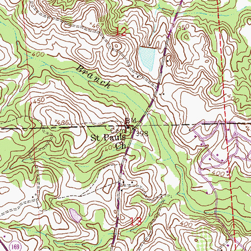 Topographic Map of Saint Pauls Church, AL
