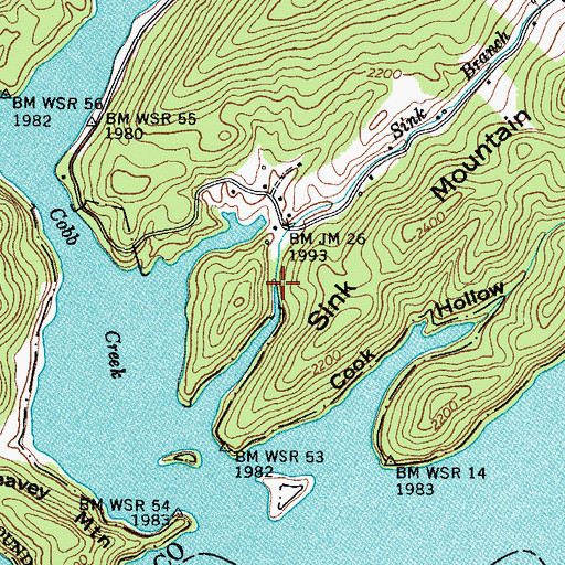 Topographic Map of Sink Branch, TN