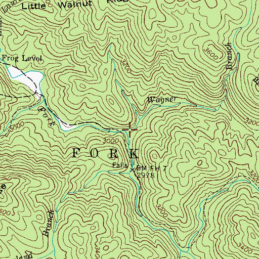Topographic Map of Wagner Branch, TN