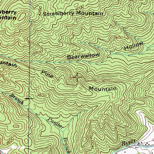 Topographic Map of Pine Mountain, TN