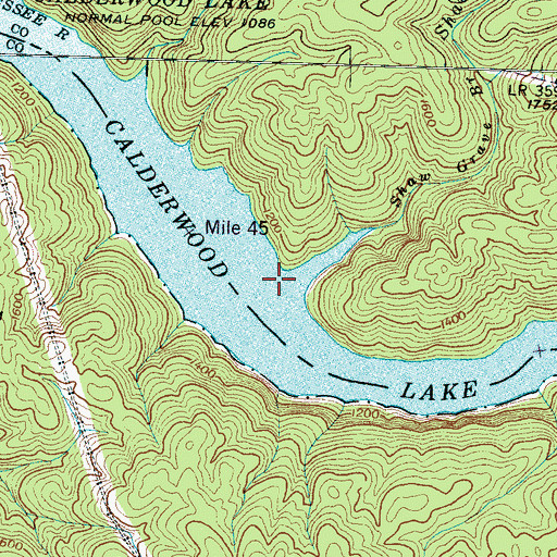 Topographic Map of Shaw Grave Branch, TN