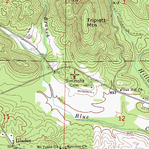 Topographic Map of Simmons Cemetery, AL