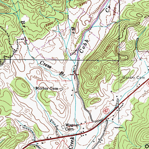 Topographic Map of Smitty Branch, TN