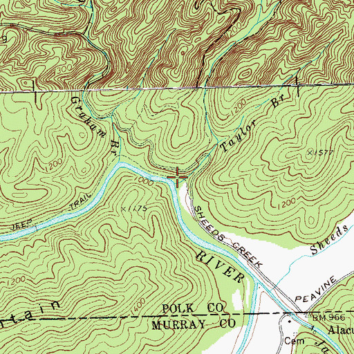 Topographic Map of Taylor Branch, TN